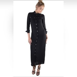 NWT Black Sheer Maxi shirt dress Sz SM